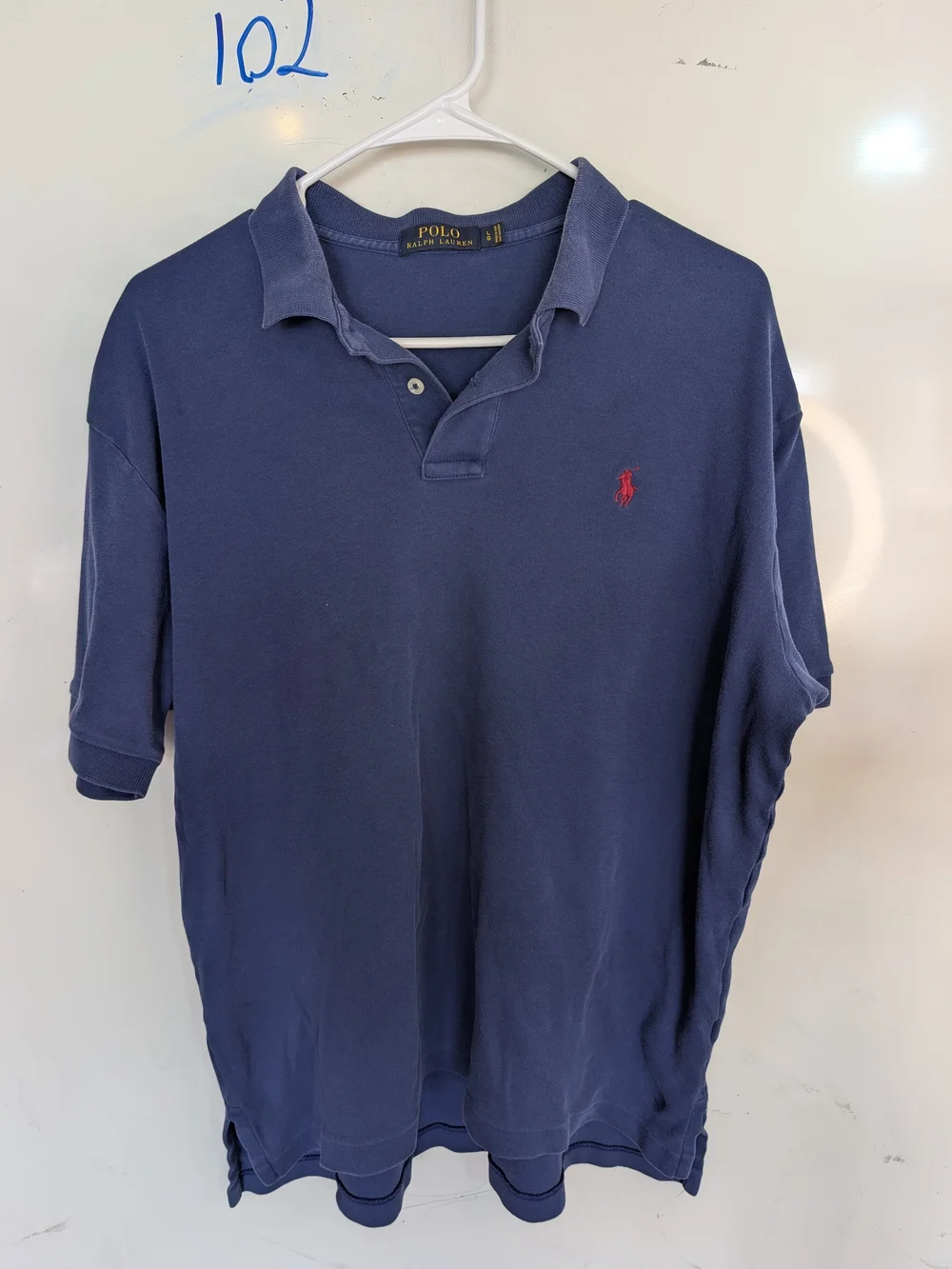 Ralph Lauren Navy Polo Shirt with Red Pony Embroidery